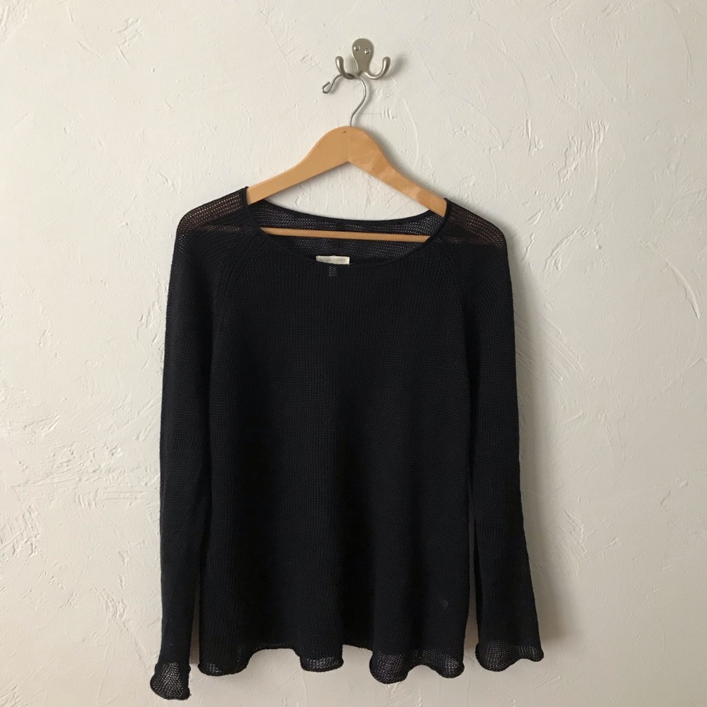 ef dark blue long sleeve fine net sweater large